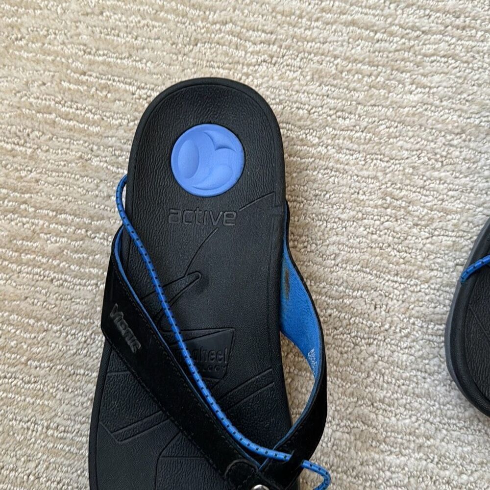Vionics Women’s Cascade  Sandals With Orthaheel Technology, Black With Blue Trim - Picture 6 of 7